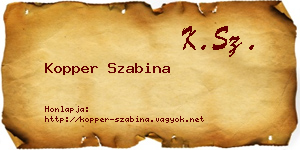 Kopper Szabina névjegykártya